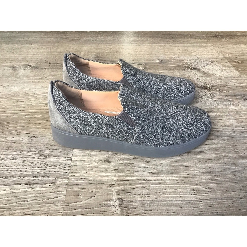 Fitflop Rally Women's Sz 9 Merino Wool Love Gray Slip On Comfort Sneakers